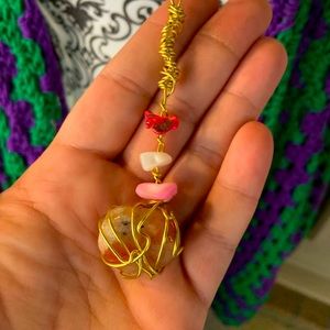 Wire wrapped sun stone pendant necklace new handmade